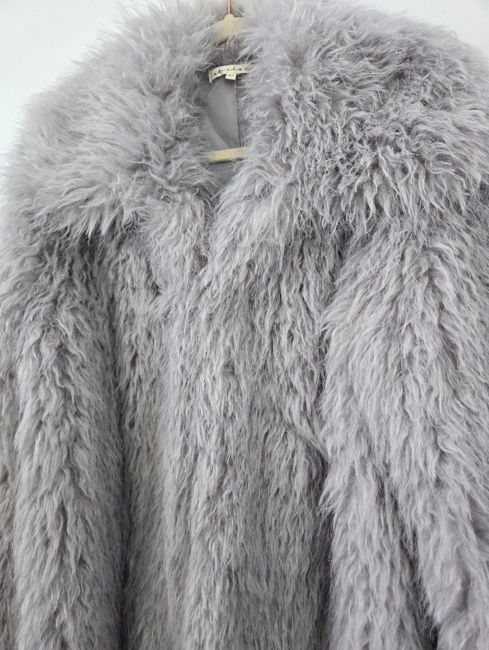 ET CLET Faux Fur Oversized Sailor Collar Coat Grey Size Medium/Large. - Picture 4 of 9